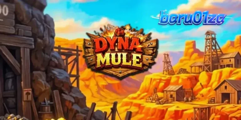 Tampilan visual slot Dyna Mule dengan tema pertambangan dan mekanika wild